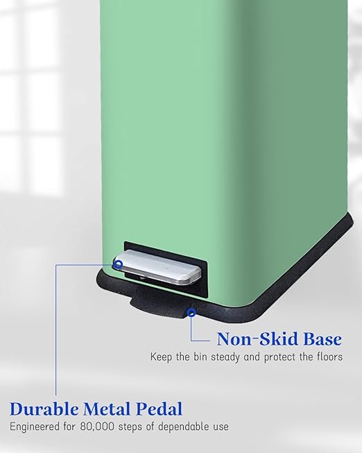 Bathroom Trash Can with Lid 10 Liter / 2.6 Gallon Trash Can with Removable Liner Bucket Soft Close lid &amp Step Pedal Stainless Steel Garbage Can for BathroomBedroomHome Office Green