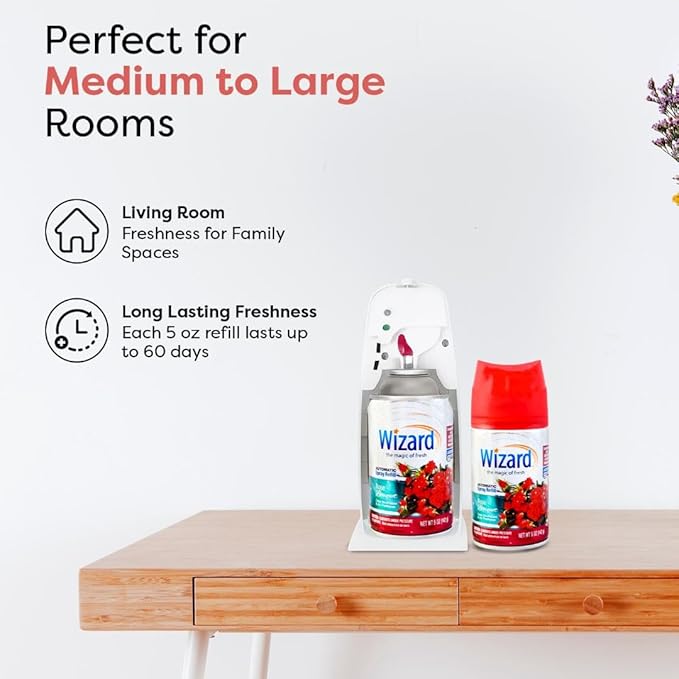 12 WIZARD AUTOMATIC SPRAY REFILLS 5 oz ROSE BOUQUET