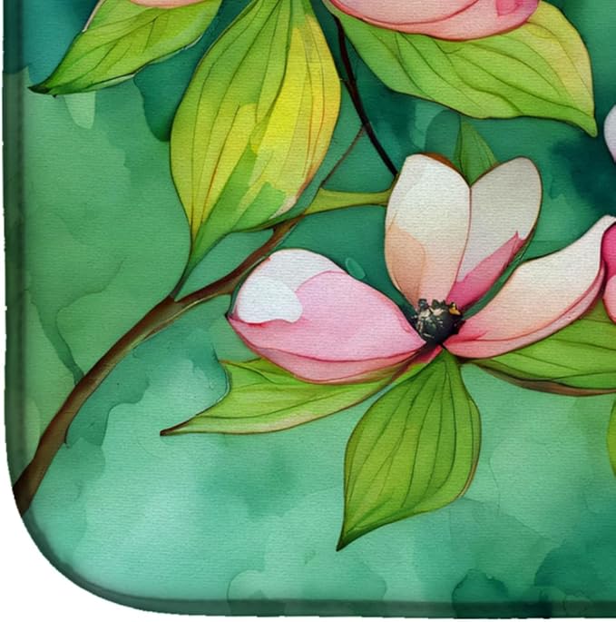 Caroline's Treasures DAC1714DDM Virginia American Dogwood in Watercolor Dish Drying Mat Absorbent Dish Drying Mat Pad for Kitchen Counter Dish Drainer Mat for Countertop 14 x 21 Multicolor