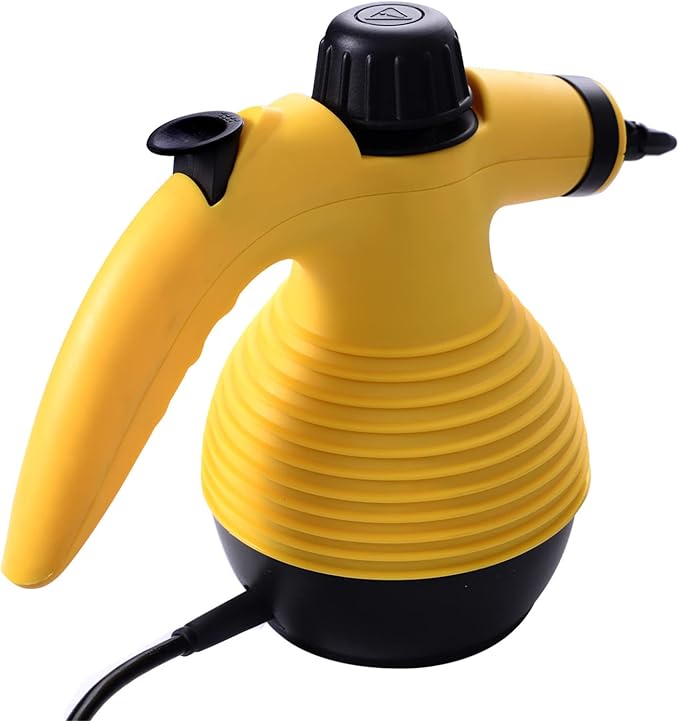 Handheld Pressurized Steam Cleaner with 9-Piece Accessory Set Multifunctional Steam Cleaning for Car Home Bedroom Chemical-Free Yellow