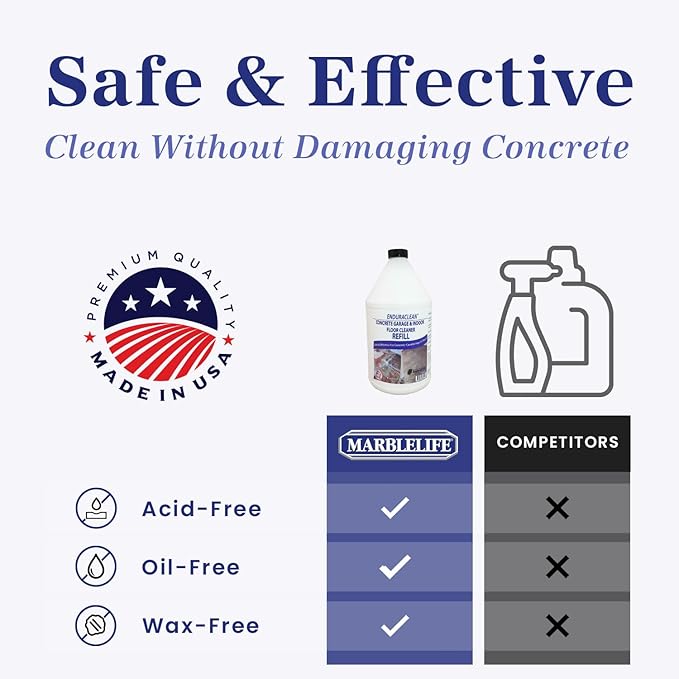 Marblelife EnduraCLEAN Garage and Indoor Concrete Floor Cleaner Effective Basement &amp Garage Floor Cleaner Effective Concrete Cleaner Ready-To-Use Cement Cleaner &amp Degreaser 128 oz Refill