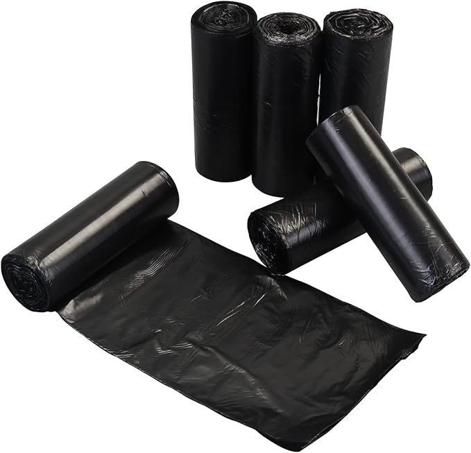 8 Gallon Black Trash Bags Waste Bin Liners for Kitchen Office (6 Rolls/150 Counts)