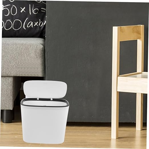 PRETYZOOM Compact Mini Trash Can Lid Automatic -up Design for Bathroom Bedroom Kitchen and Office Reusable Waste Basket for Home Use