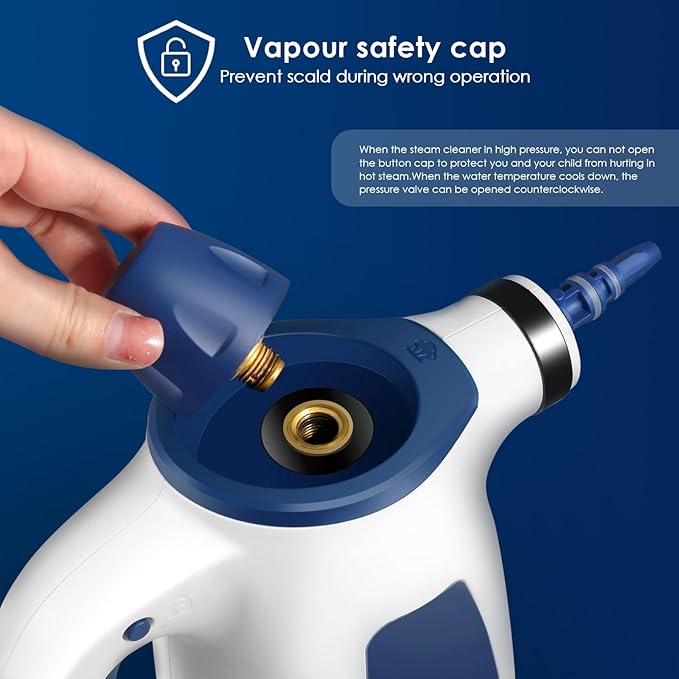 1050W Pressurized Handheld Multi-Surface Steam Cleaner Steam Cleaner for Home with Safety Lock and 9 pcs Accessories Natural Steamer for Cleaning Grout Couch Furniture Upholstery Floor and Car