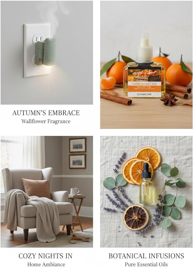 Goose Creek Golden Harvest Citrus Fragrance Oil Plug-In Refills Autumn's Embrace Wallflower 3 Pack 0.5 FL OZ Each
