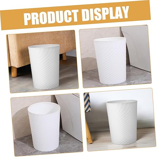 Cabilock White Plastic Trash Can Wastebasket with Large Opening for Bathroom Bedroom Office Kitchen Smooth Interior Easy to Clean Compact No Lid Garbage Bin for Home and Public Spaces