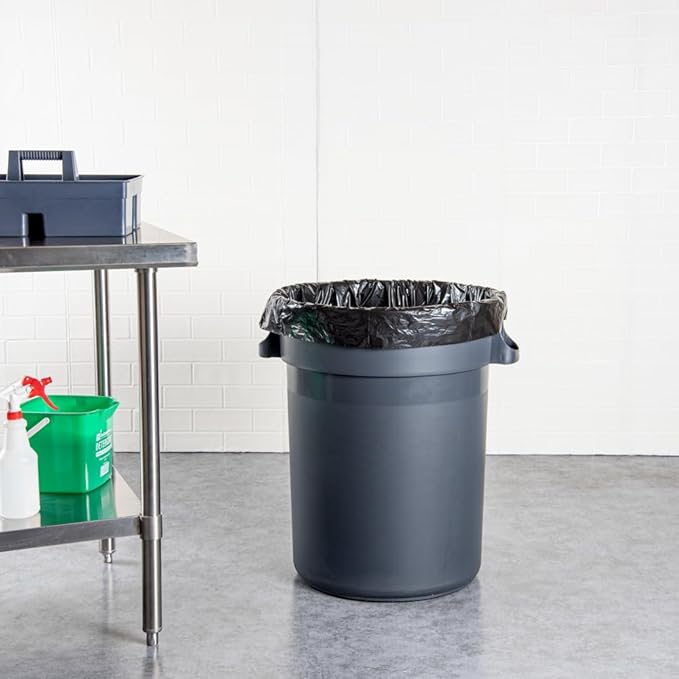 Restaurantware RW Clean 45 Gallon Trash Bags 100 Light-Duty Garbage Can Liners - Fits 40-45 Gallon Trash Cans Stretchable Black Plastic Bin Liners With Star Seal Bottom