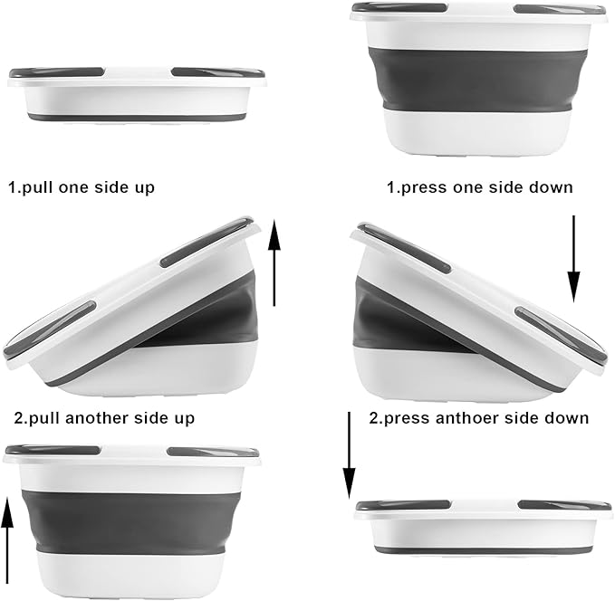 Coloch 2 Pack 16L/4.2 Gallon Collapsible Plastic Bucket Foldable Mop Bucket Laundry Basket with Handle Portable Water Pail Space-Saving Bucket for House Cleaning Car Washing Fishing Camping