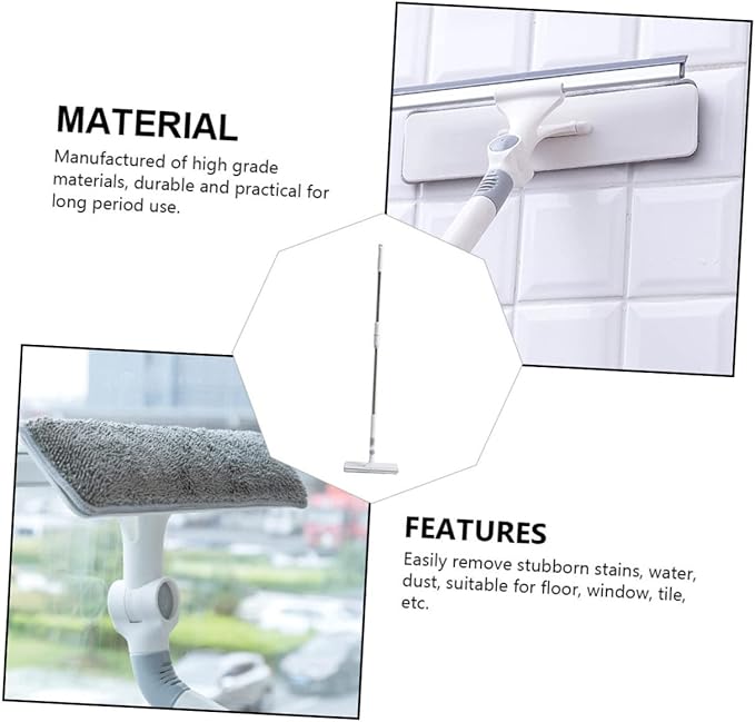 Multi-Purpose Glass Cleaning Squeegee Extendable Handle Dual-Sided Window Cleaner Tool for Home and Auto Efficient Water Removal Mop for Indoor/Outdoor Use