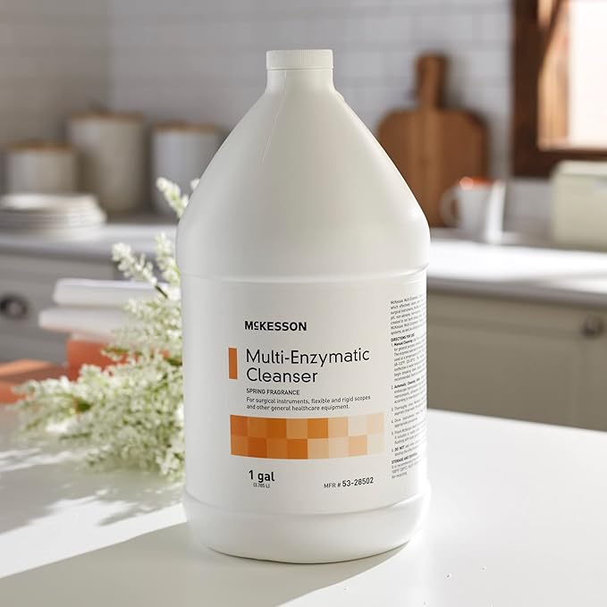McKesson Multi-Enzymatic Cleanser for Surgical Instruments &amp General Healthcare Equipment 1 Gallon [Pack of 4] Spring Fresh