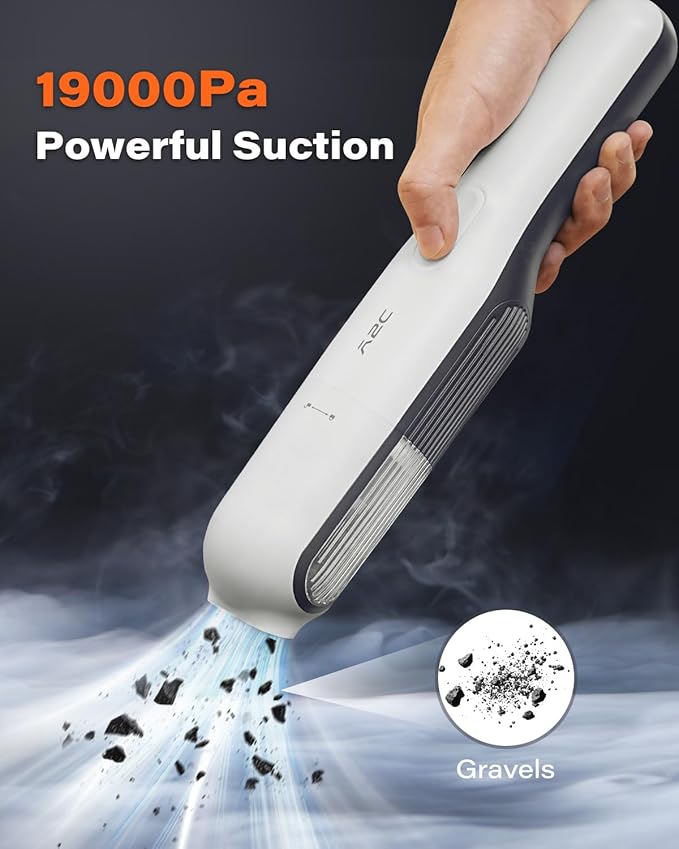A2C Handheld Vacuum Cordless with 19000Pa Strong Suction Mini Car Vacuum Cleaner with HEPA Filter 2 Suction Modes Multi-Nozzles Portable Vacuum Cleaner for Home Car Office Keyboards