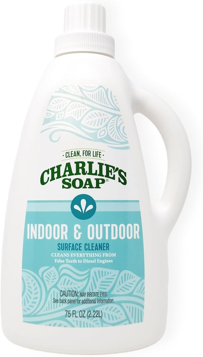 Charlie's Soap Indoor &amp Outdoor Surface Cleaner Refill (75 Fl. Oz.) Biodegradable Natural Outdoor Cleaning Spray – Safe for Indoor Use (1 Pack)