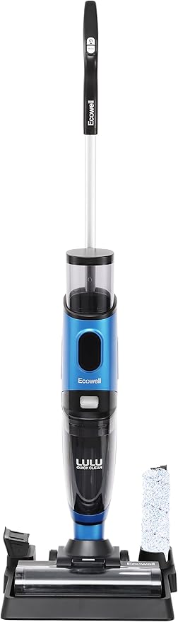 Ecowell Cordless Wet Dry Vacuum Cleaner Multi-Surface for Hard Floors and Area Rug Voice Prompt LULU Quick Clean P04 Blue