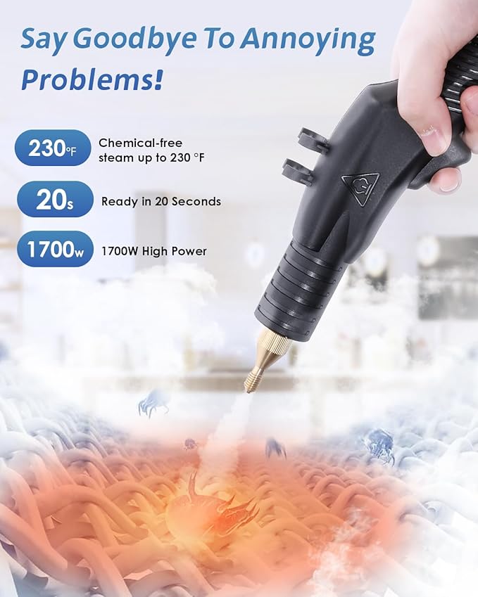High Pressure Steam Cleaner 1700W Steamer for Cleaning Grout Tile Heavy Duty Portable Steamer Cleaner for Car Auto High Heat Cleaning Steamer for Home Shower All Surfaces 110V