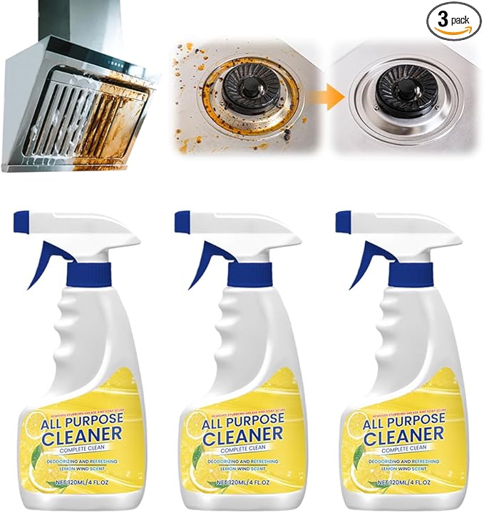 Clean Up Kitchen Oil Stains Spray Kitchen Heavy Oil Cleaner Spray Multi Purpose Degreaser Cleaner Spray Removes Grease Grime And Stains On Microwave Oven Stove Top Heavy Duty for Kitchen (3Pcs)