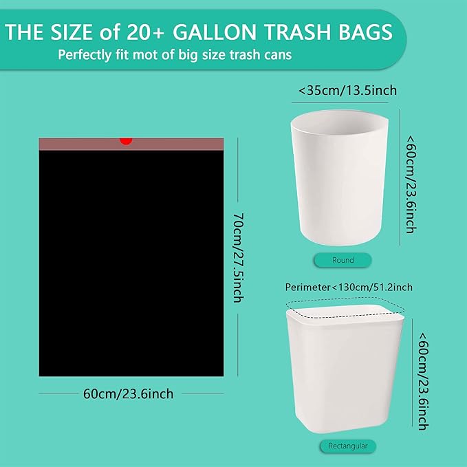 Quick-Dispense Strong Trash Bags 20-23Gal23 Gallon Trash Bags Kitchen DrawstringBlack Garbage Gags UnscentedLawn 1mil Heavy Duty (100)