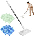 Snap Grip Mini Mop Zero Touch Cloth Changing Flat Mop with Automatic Hands-Free Clip Retractable 40 Inch Locking Handle for Gaps &amp Multi-Surface Cleaning Wet &amp Dry Includes 10 Reusable Clo