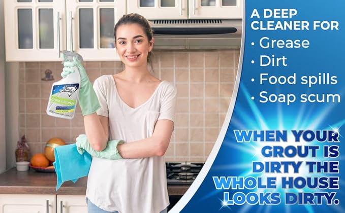 Black Diamond Stoneworks ULTIMATE GROUT CLEANER: Best Cleaner for Tile Ceramic Porcelain Marble Acid-free Safe Deep Cleaner &amp Stain Remover for Even the Dirtiest Grout. (1-Quart/1-Brush/ 1-Gall