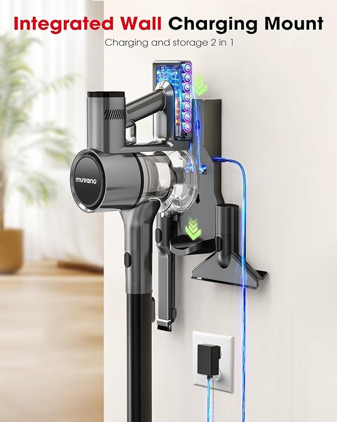 Cordless Vacuum Cleaners for Home G26 Vacuum Cleaner 45KPA Powerful Suction Up to 60 Minutes Tangle-Resistant Rechargeable Stick Vac with Wall Mount for Pet Hair Hardwood Floors