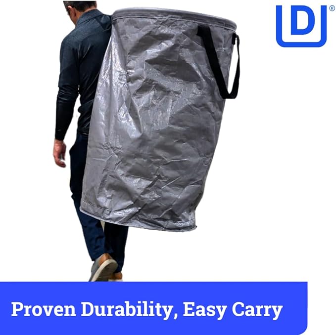 DURASACK Heavy Duty Valet Trash Bag Janitorial Commericial Cleaning Stand-Up Collapsible Trash Pickup Bag 80-Gallon Capacity Pack of 5