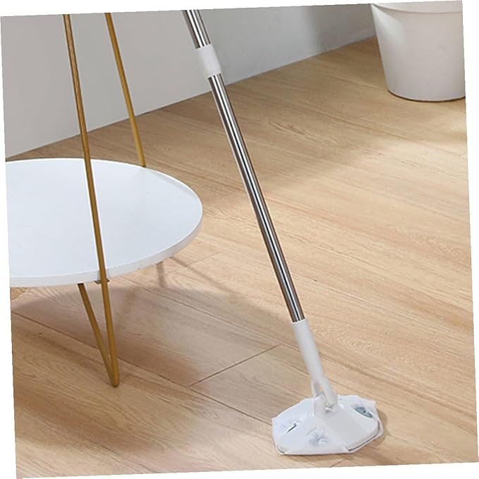 CHILDWEET Household Dry Dust Mop for Hardwood Floors with Washable Triangle Mop Head and Dry Cleaning Cloth Rotatable Floor Sweeper for Home Cleaning