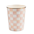 MACKENZIE-CHILDS Waste Bin Decorative Bedroom Trash Can or Bathroom Trash Can Pink-and-White Rosy Check
