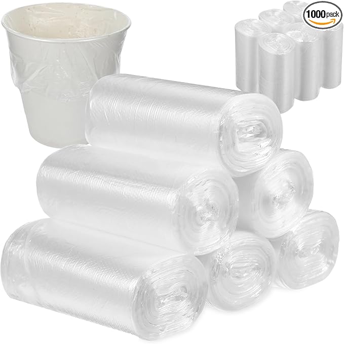 1000 Pcs Sanitary Napkin Disposal Bags 3 Gallon Trash Can Liners Feminine Hygiene Wastebasket Liners Small Clear Unscented Trash Bags for Bathroom Office Kitchen 15.75 X 15.75 Inch10 Roll