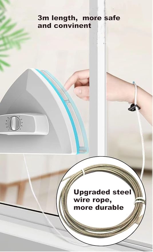 Double Sided Magnetic Window Cleaner Outside Glass Wiper 5-Gear Adjustable Outsider Glider Washing Brush Tool for High-Rise Double Car Glazed Windows (0.3-1.2)