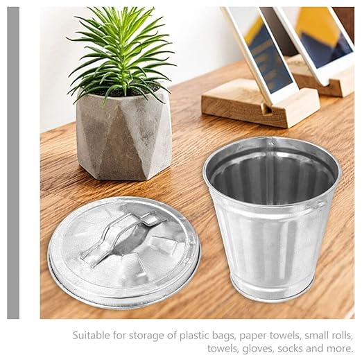 Mini Desktop Trash can with Lid 3.74 Inch Small Garbage Bin Compact Waste Basket for Home Office Bedroom Table Storage Organizer 4 Pack