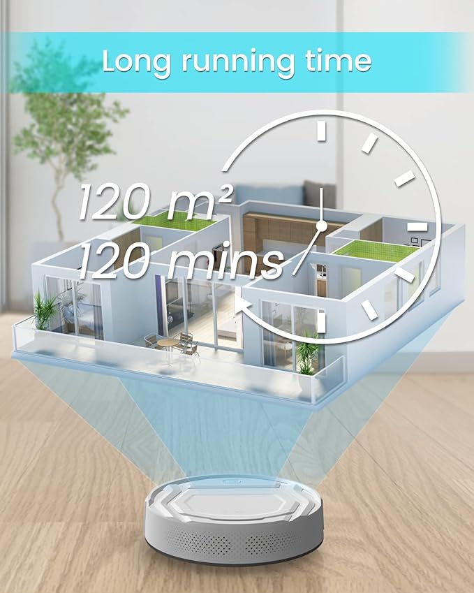 Lefant M210 Pro Robot Vacuum with 2200 Pa Powerful Suction 6 Cleaning Modes 120 Mins Runtime Quiet Self-Charging Voice Control Ideal for Pet Hair and Hard Floor White