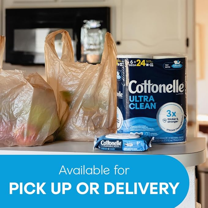 Cottonelle Ultra Clean Toilet Paper with Active CleaningRipples Texture 1-Ply Strong Bath Tissue 24 Family Mega Rolls = 132 Regular (4 Packs of 6) White