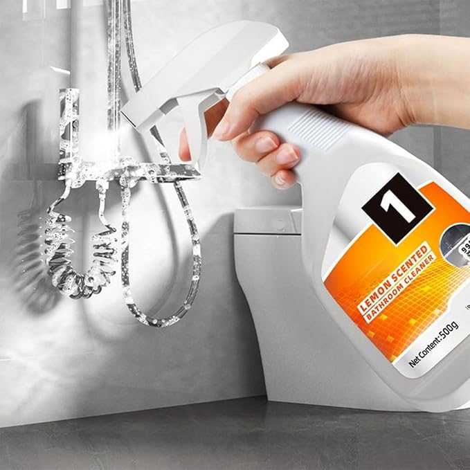 Lemon-Scented Bathroom Cleaner SprayDaily Household Powerful CleanerBubbles Spray for Tile Bathtub Glass &amp Wall (2PCS)