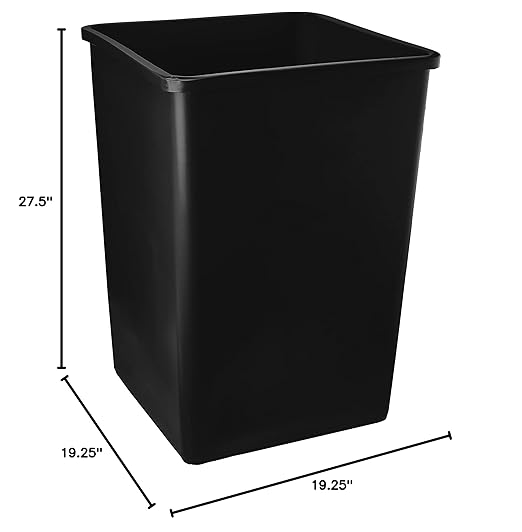 PRO&ampFamily 140 Qt. / 35 Gallon / 132 Liters Black Square Trash Can. Trash Bin Kitchen Garbage Can Waste Basket Recycle Bin