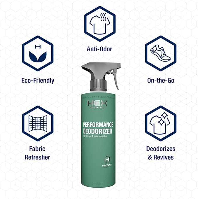 HEX Performance Deodorizing Spray Unscented 44oz (Pack of 2) - Awesome for Shoes Gear Activewear &amp Fabrics Yoga Mats &amp Gym Equipment Carpet Pets Odor Eliminator &amp Fabric Refresher