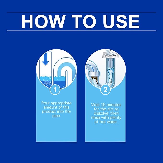 Sink and Drain Cleaner Multi-functional Sink and Drain Cleaner Powder Pipe Dredging Agent for Kitchen Toilet Pipeline Quick Cleaning Tool (2pcs)