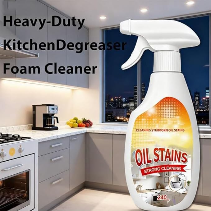 Heavy-Duty Kitchen Degreaser Foam Cleaner 2026 New Heavy Clean Up Kitchen Oil Stains Spray 240ml Multifunctional Powerful Oven Cleaner for Stove Counter Tops Range Hoods (2)