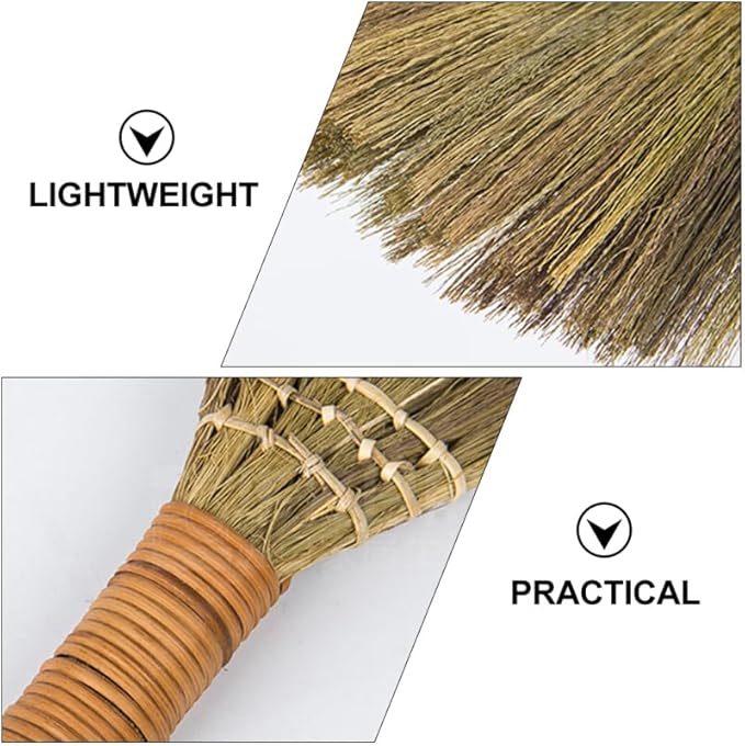 Veemoon 4 Pcs 12 Inch Whisk Broom Handheld Cleaning Broom Straw Corn Whisk Brush Small with Handle Dust Brush Rustic for Dirt and Debris Household