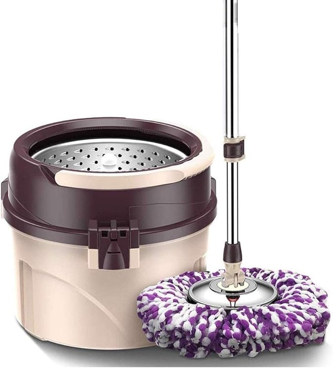 Rotating Mop Sets Spinning System 360 Spin WithExtended Handle 3 Extra Microfiber Refills for(White-Patch Five-Pointed star4)
