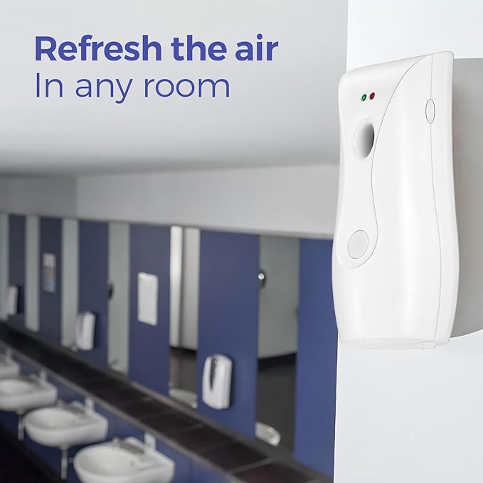4-Pack Automatic Air Freshener Dispensers Aerosol Spray Machines Wall Mounted or Freestanding Adjustable Timer for Scent Release in Bathroom Office Commercial &amp Home – White