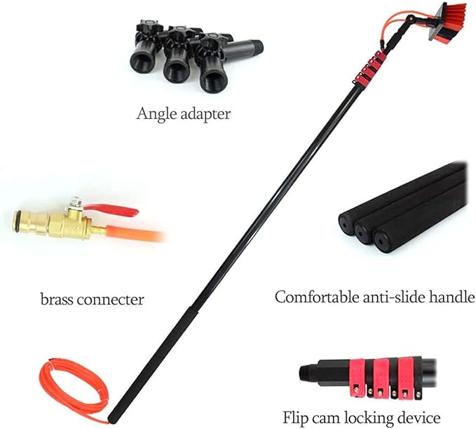 Window Cleaning Pole Water Fed Telescopic Brush Extendable Cleaner Conservatory Roof for Solar Photovoltaic Panel CleaningTrucks Windows Washing20FT 6M
