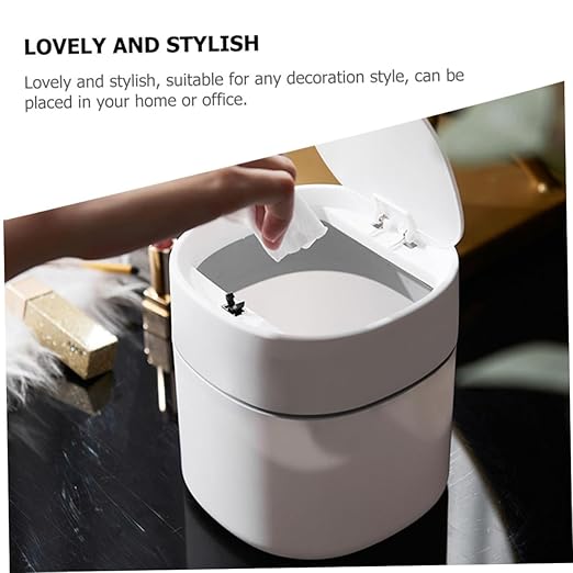 2pcs Modern Portable Desktop Trash Can Lidded Waste Bin for Home Kitchen Office Plastic Wastebasket for Tabletop Use Smooth Surface Easy to Clean