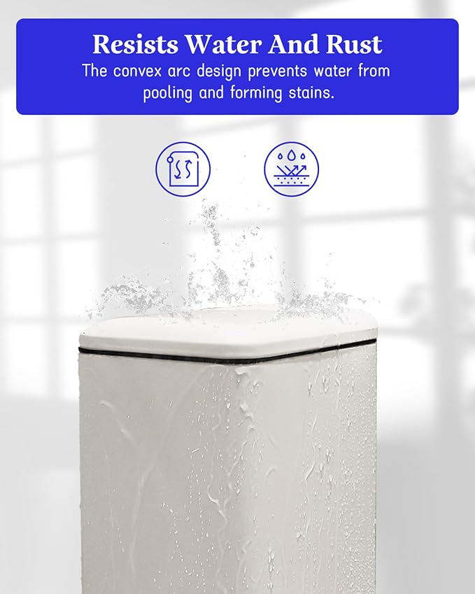 JM.YIPENG Bathroom Rubbish Bin 5 Litre Cosmetic Bin Small Waste Bin with Soft Close Lid Bathroom Bin for Toilet Bathroom Bedroom Living Room White