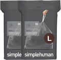 simplehuman Code L 40 Count Genuine Custom Fit Liners Drawstring Trash Bags in Dispenser Packs 18 Liter / 4.7 Gallon