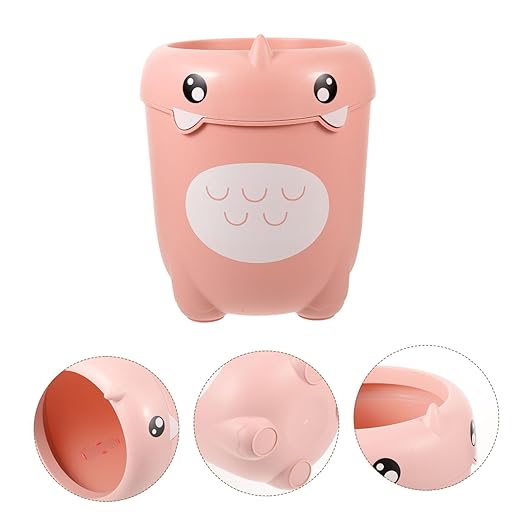 Happyyami Cute Boys and Girls Decorative Trash Can Cartoon Dinosaur Wastebasket Clamp Ring Small Waste Basket for Bedroom