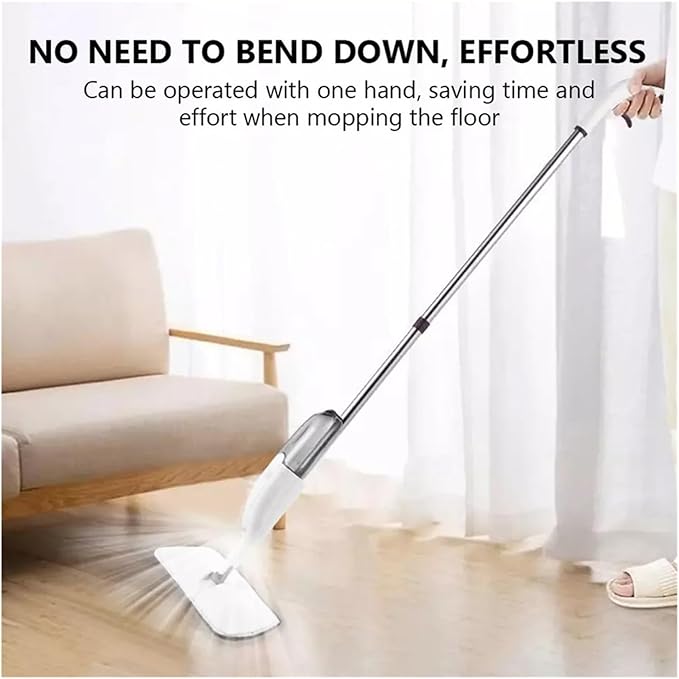 Spray Mop Reusable Rotating Magic Flat Mops with Microfiber Pads Wet and Dry Cleaner Household Cleaning Tools Accessories(1mop3cloth)