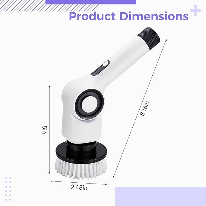 7-in-1 Electric Spin Scrubber Cordless Bathroom Cleaner 450 RPM with Extension Handle