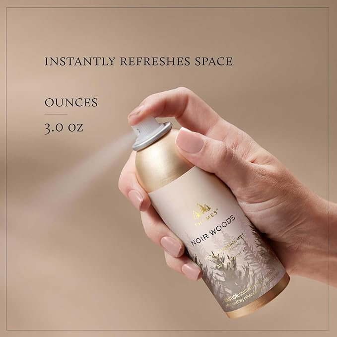 Thymes Home Fragrance Mist – Room Air Fresheners for Home Long Lasting – Air Freshener Spray – Scented Room Spray with Notes of Fresh Evergreen Smoky Wood &amp Amber (Noir Woods 3 oz)