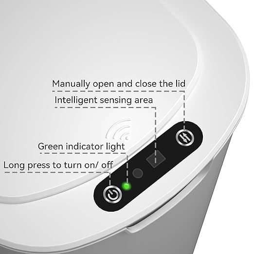 5 Gallon Motion Sensor Bathroom Trash Can Automatic Garbage Cans with Lid Touchless Smart Slim Plastic Trash Bin for Kitchen Bedroom Toilet Office Living Room