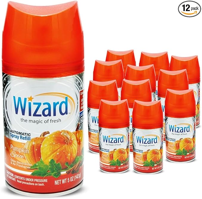 12 WIZARD AUTOMATIC SPRAY REFILLS 5 oz PUMPKIN SPICE