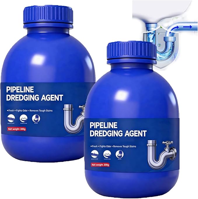 Multi-purpose Drain Cleaner 10.6oz/300g Professional Strength 15 Min Fast Acting Clog Remover for Kitchen Sink Shower Tub Toilet Safe for All Pipes (PVC/Metal) Plumbing Solution (2pc)